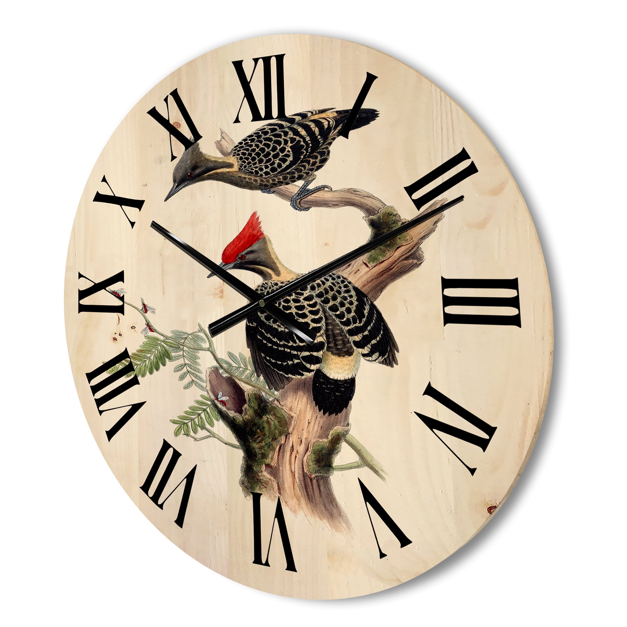 Designart 'Ancient Birds In The Wild VI' Traditional Wood Wall Clock