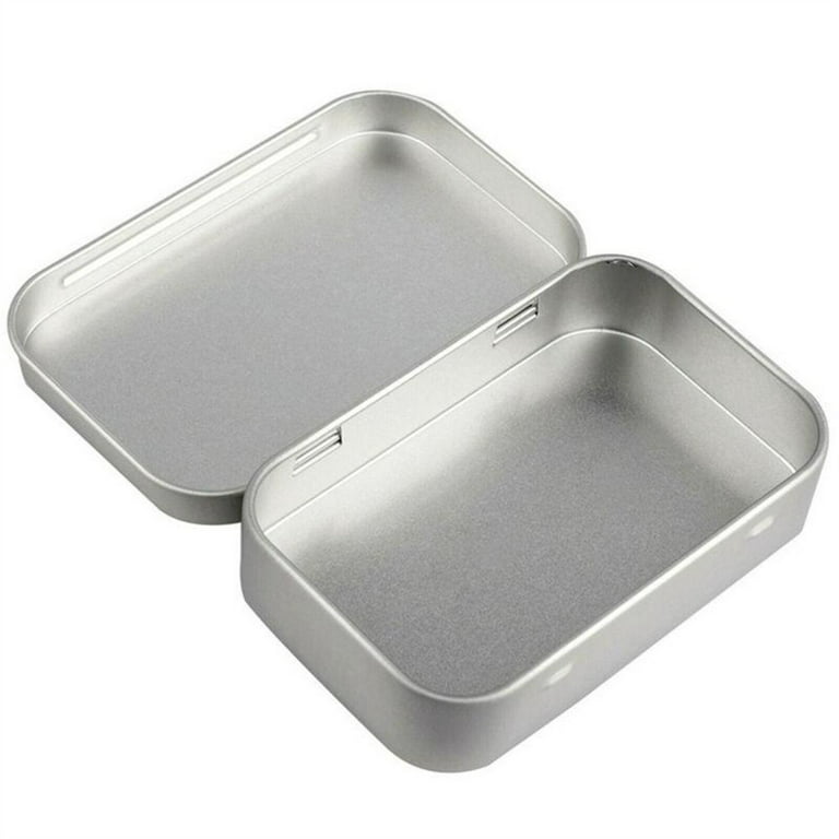 Tamicy Metal Rectangular Empty Hinged Tins - Pack of 40 Silver Mini Portable Box Containers Small Storage Kit & Home Organizer Small Tins with Lids