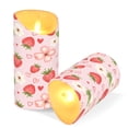thumbnail image 3 of Strawberry Flower Love Flameless Candles 2 PCS with Remote Realistic Moving Flame LED Tapered Pillar Set for Home Decor, 3 of 7