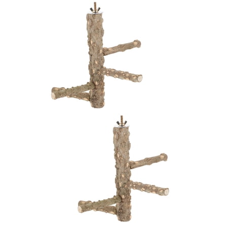 2 Pack Toys Bird Parakeet Perches for Cage Stand Parrot Standing Pole Long Tail