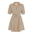 thumbnail image 6 of Kezqiaxn Button Down Dress for Women Summer Striped Drawstring Short Sleeve Collared Summer Dresses Fashion Clothing, 6 of 6