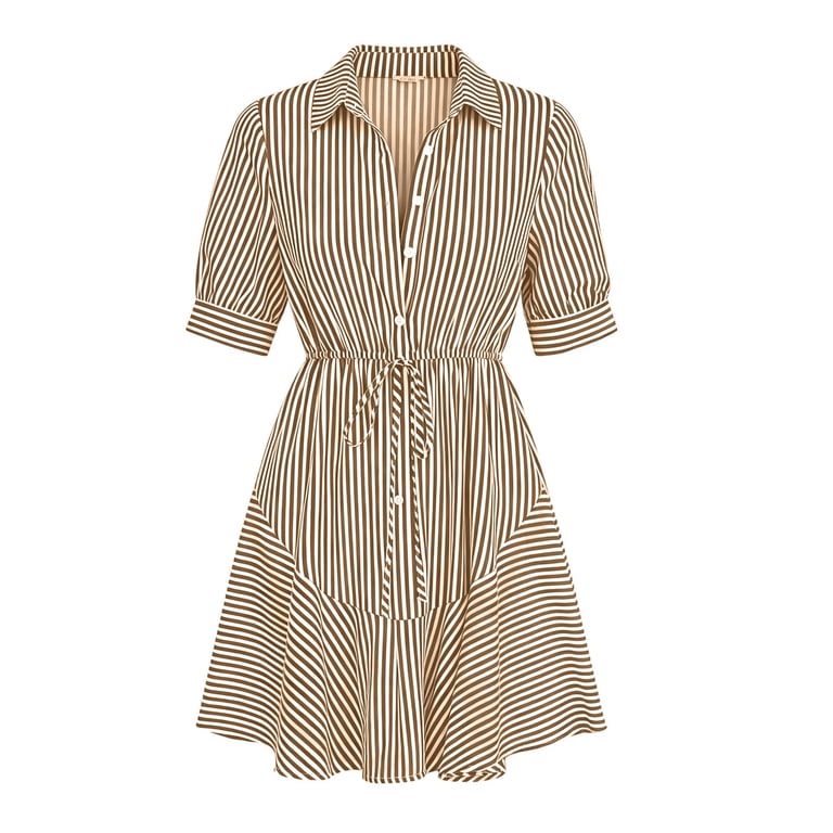 lace up striped dress Light green striped holiday style backless lace-up sexy low-cut V-neck dress Pale green / S by Blue Zone Planet