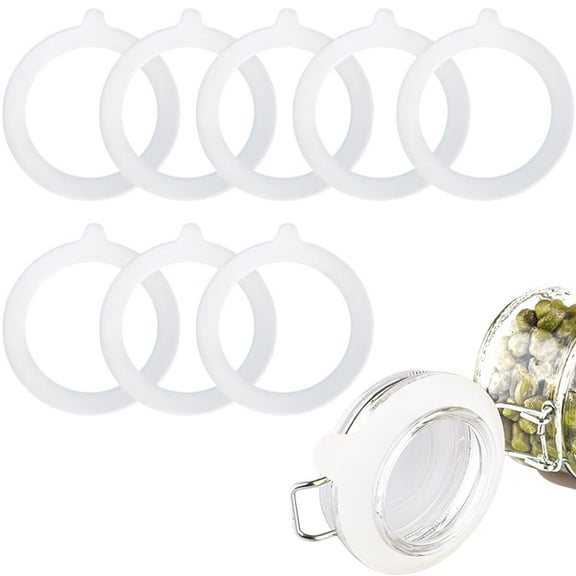 8 Pieces Kitchen Replacement Gasket Seals, Silicone Jar Replacement Gasket, 3.75 Inch Sealing Rings for Glass Clip Top Jars, Leak-Proof Canning Silicone Fitting Seals, White