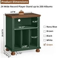 thumbnail image 2 of Record Player Stand with Vinyl Record Storage, 24" Wide Mid-Century Record Player Table Up to 200 Albums,Large Wood Turntable Stand Cabinet Dispaly Shelf for Living Room,Bedroom,Green, 2 of 18