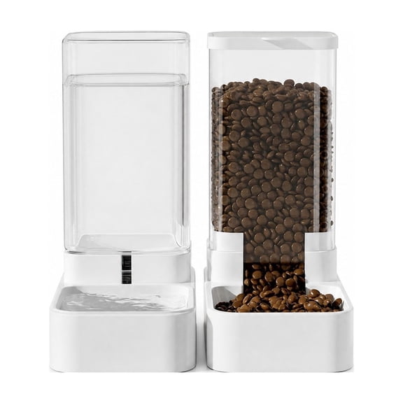 XHKUYI Automatic Gravity Pet Feeder 11.2 inch, Large Capacity Dog Cat Food Dispenser with Detachable Clear Hopper, Self-Dispensing Feeding Station for Small to Medium Pets, Puppies and Cats
