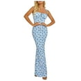 thumbnail image 2 of Robes Grande Taille Tendance Boho Imprimé Floral Col Rond Sans Manches Mode Décontractée Robe d'Été Bleue S, 2 of 5