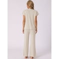 thumbnail image 3 of DARING DIVA Women's 2-Piece Short Sleeve Tops Wide Leg Pants Sets XS Beige, 3 of 5