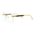 thumbnail image 6 of Retro Gangster Rapper Luxury Clear Lens Rimless Rectangle Fashion Eyeglasses Gold Brown, 6 of 8