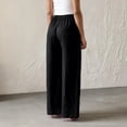 thumbnail image 4 of Women Casual Cotton Linen Work Pants Soft Wide Leg Trousers Loose Fit Comfy Business Office Slacks with Pockets,Linen Pants Black L, 4 of 4