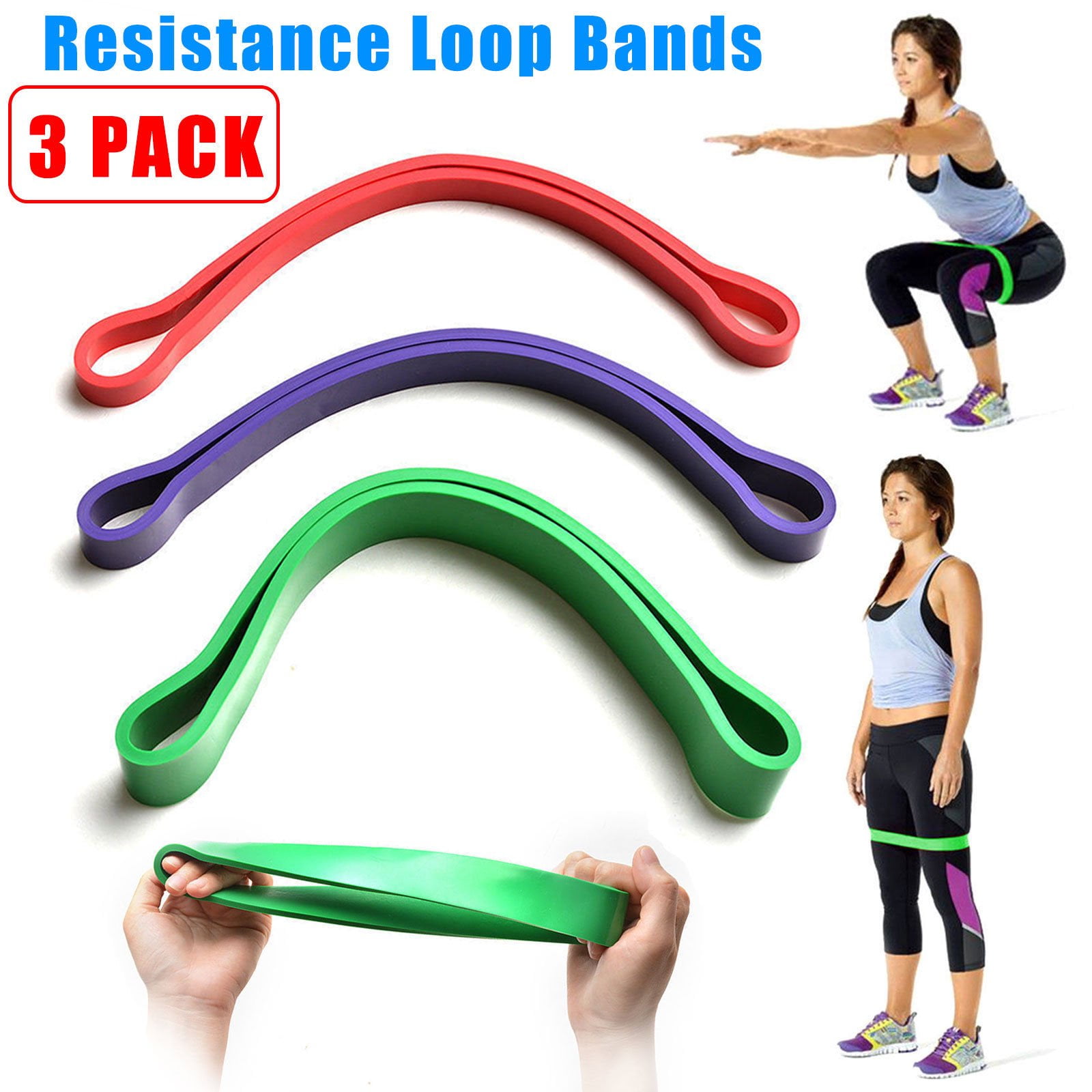 SET OF 4 HEAVY DUTY RESISTANCE BAND LOOP POWER GYM FITNESS EXERCISE YOGA WORKOUT 