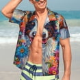 thumbnail image 5 of Lsque Oil Painting Sunflower Puppy pattern Hawaiian Shirt for Men, Unisex Summer Beach Casual Short Sleeve Button Down Shirts-Medium, 5 of 9