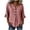 #0411-Red, variant on Uootdi Women's Blouses 3/4 Sleeve V Neck Ruffle Hem Striped Print Tops Retro Inspired Office & Weekend Wear Tunic Shirts Gift