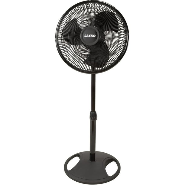 Lasko Ventilador de pedestal ajustable oscilante de 3 velocidades de 16 pulgadas, negro (paquete de 2)