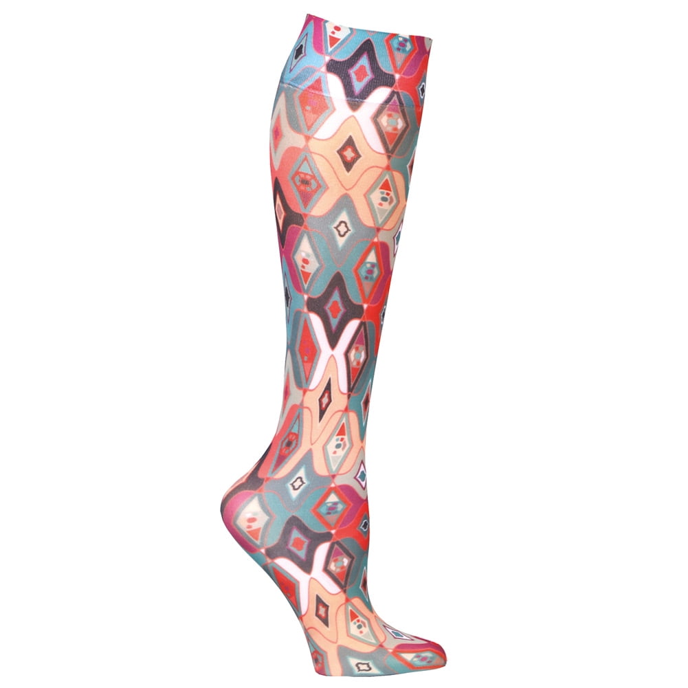 Women's Printed Mild Compression Wide Calf Knee Highs Abstract Argyle