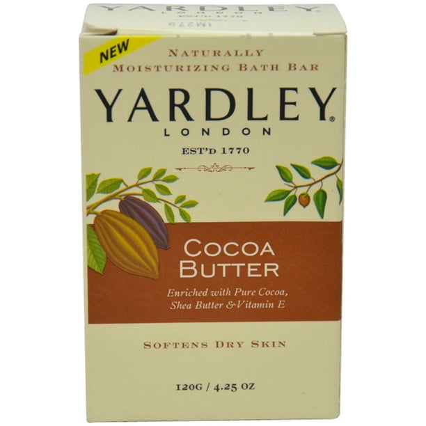 Yardley London Parfum de Savons Barre de Bain Naturellement Hydratante au Beurre de Cacao de 4,25 oz