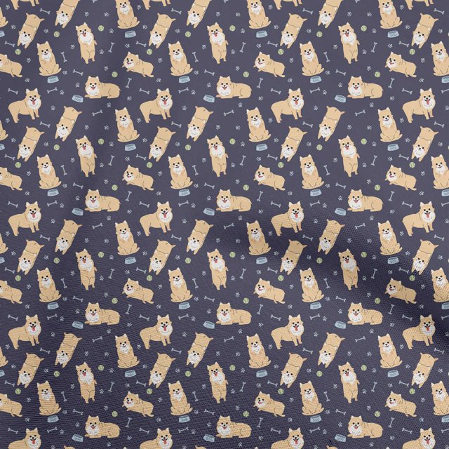 oneOone Rayon Light Beige Fabric Dog Sketch Sewing Craft Projects Fabric Prints By Yard 56 Inch Wide