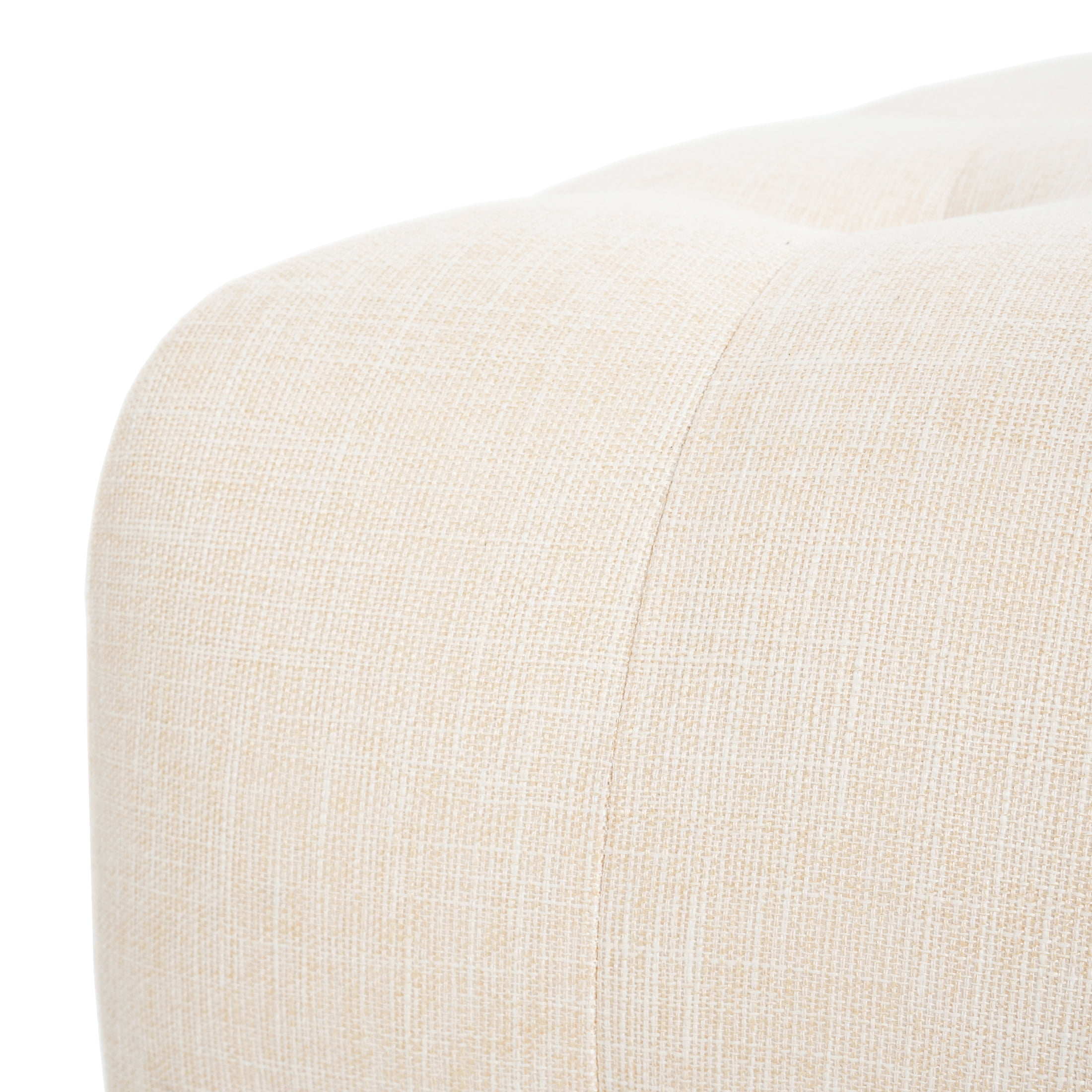 Christopher Knight Home 31.50" Square Tufted Ottoman Bench, Upholstered Linen Fabric, Beige