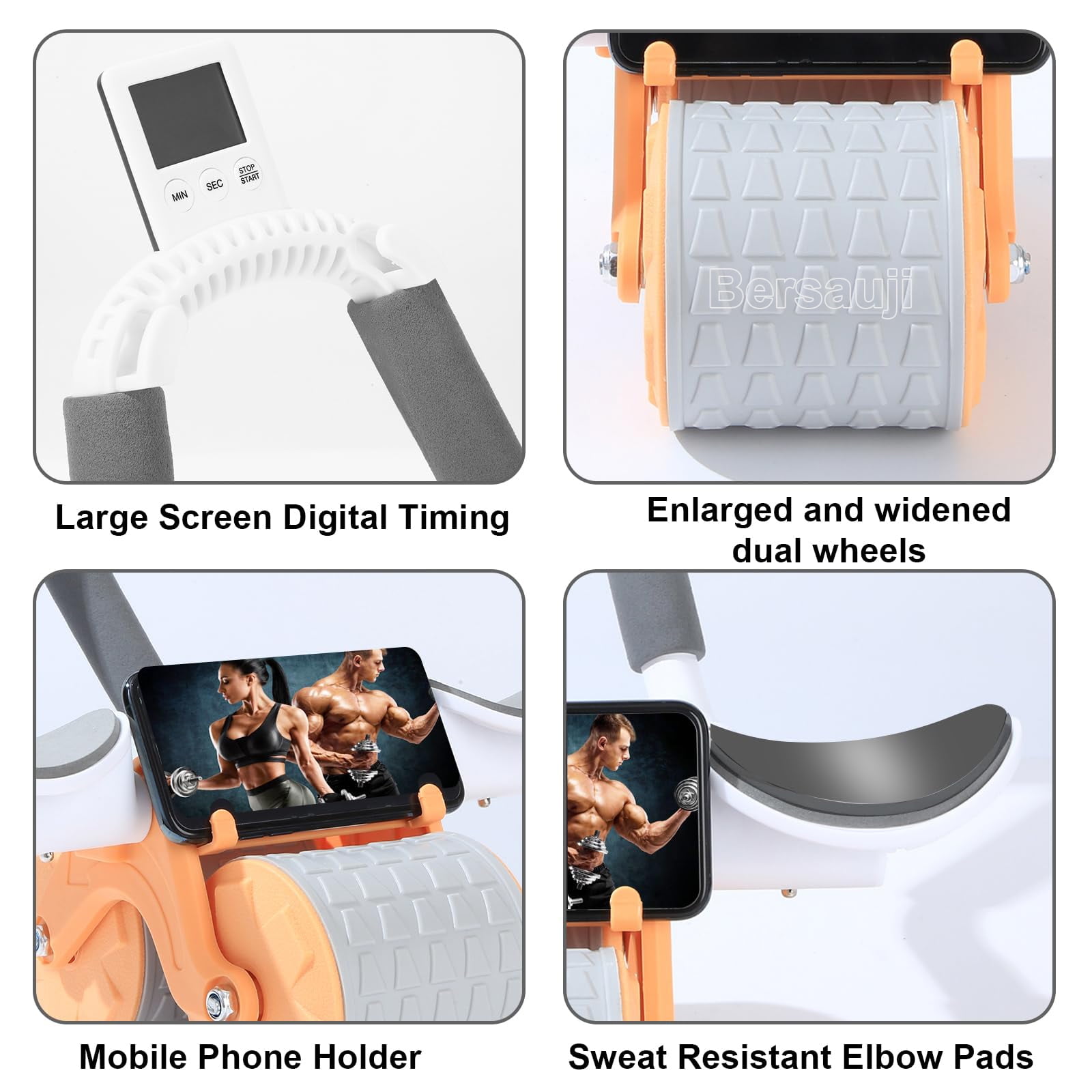 2025 New with timer Ab Abdominal Exercise Roller Elbow Support, abs roller wheel core exercise equipment, Automatic Rebound Abdominal Wheel