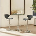 thumbnail image 6 of Linon Tate Chrome and Glass 3 Piece Adjustable Pub Set in Gray Faux Leather, 6 of 15
