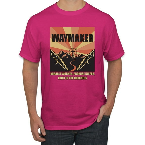WAYMAKER Miracle Worker Promise Keeper Inspirational/Christian Men's Graphic T-Shirt, Fuschia, X-Large