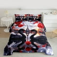 thumbnail image 2 of Castle Fairy Teens Adults Romantic Black Swan Full Size Comforter Sets 3-Piece,Paris Eiffel Tower Bedding Comforter Set,Valentine's Day Rose Lightweight Bedding Sets,Breathable Home Decor,Reversible, 2 of 8