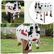 Haidf Cow Mailbox, Cute Animal Mail Box, Large Capacity Mailboxes for House Outside, Post Mount Mailboxes, Creative Mailbox Decoration, 9.5"L x 3.2"W x 7.9"H, White