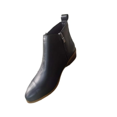 

Fall Winter Vintage Ankle Boots for Women Stacked High Heels Round Toe Fashion Leather Bootie Casual Boot 2022