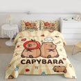 thumbnail image 2 of Homewish Brown Kawaii Capybara Bedding Comforter Set,Cartoon Animal Twin Comforter Sets,Rainbow Stars Pattern Bedding Set For Girl Boy,Breathable Home Decor Reversible,2pcs, 2 of 8