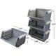thumbnail image 2 of 3 Pack Gray Large Stacking Basket Bin, Open Front Stackable Storage Baskets, 2 of 5