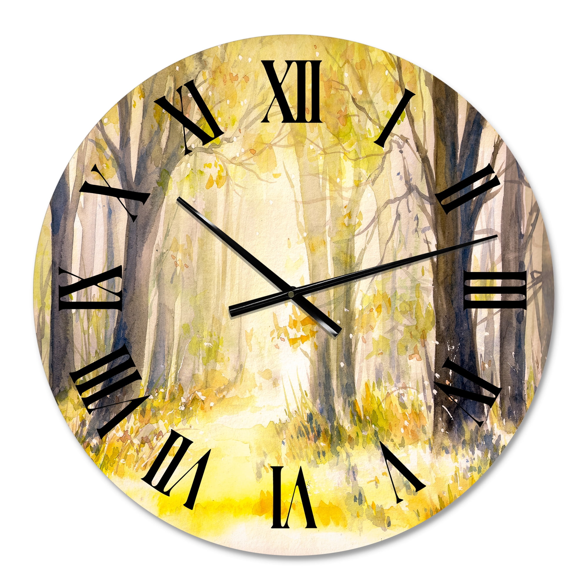 Designart 'Bright Sunshine Through The Forest Trees I' Traditional Wall Clock