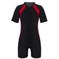thumbnail image 5 of TSSOE Kids Boys Girls Athletic Swimsuit One Piece Swimwear Stand Collar Short Sleeves Rash Guard Set Red 2XL, 5 of 8