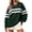 8# Dark Green, variant on Women Varsity‑Style Striped Sweatshirt Oversized Long Sleeve Pullover Crew Neck Casual Fashion Tops
