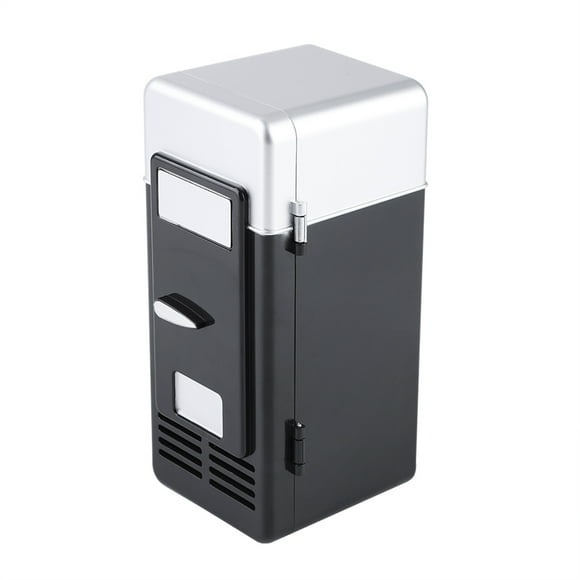 USB Refrigerator LED Mini Fridge Portable Refrigerator for Drinks Beverage Cans(Black)