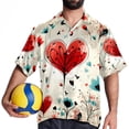 thumbnail image 4 of Valentine's Day Love Men's Hawaiian Button Down Short Sleeve Casual Printed Summer Beach Unisex Shirt, 4 of 6