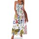 thumbnail image 1 of Vestido sin mangas con estampado floral de feliz Pascua Vestido largo para mujer Ropa femenina Vestido femenino, 1 of 7