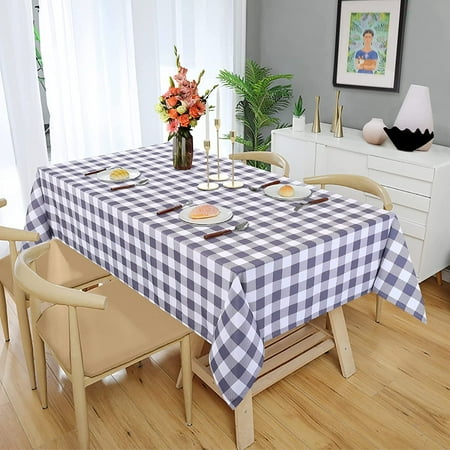 

Rectangle Plaid Checkered Tablecloth Waterproof Wipeable Buffalo Plaid Tablecloth Polyester Rectangle Tablecloth Outdoor and Indoor(Gray Square 57 x 108 inches)