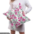 thumbnail image 5 of Ambesonne Tulip Fabric by the Yard Upholstery, Vintage Spring Flowers Plot, 2 Yards, Hot Pink and Laurel Green, 5 of 5