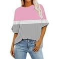 thumbnail image 2 of iHengLiXing Plus Size Spring Tops for Women 2025 Dressy Casual Women's Ladies Fashion Casual Cropped Short Sleeve Printing Loose Shirt Blouse Top Pink L, 2 of 5