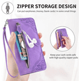 thumbnail image 6 of Case for iPhone 15 Wallet Case Zipper Pocket with Card Holder Slot Magnetic Closure Lanyard Flip Cover, Purple, 6 of 6