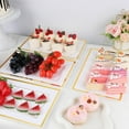 thumbnail image 5 of 12 Pcs White Plastic Serving Trays with Gold Rim, 14''x9'' Rectangle Dessert Trays for Dessert Table, Disposable Platters Cookie Cupcake Gold Serving Tray for Birthday Party Wedding, 5 of 7
