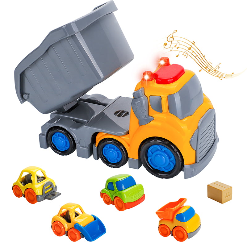 4 Pack Construction Vehicles Transform Toy Trucks Friction Powered Toy Cars Set Christmas Birthday Gifts for Toddlers Kids Boys. MOONTOY Toy Cars for 1 2 3 Years Old Boys 