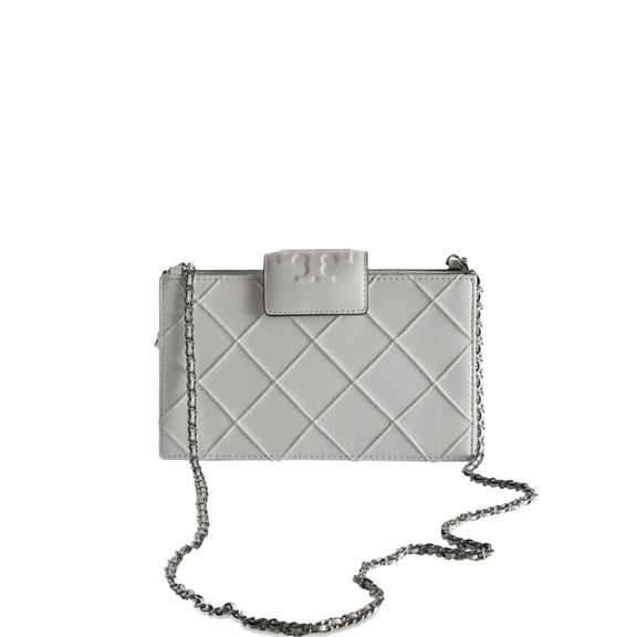 Tory Burch Women's Fleming Mini Soft Chain Wallet, Blanc