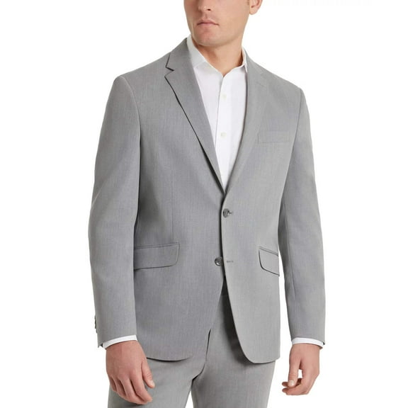 Kenneth Cole Mens Slim fit Suit Jacket Blazer 44 R Light Grey Solid Stretch
