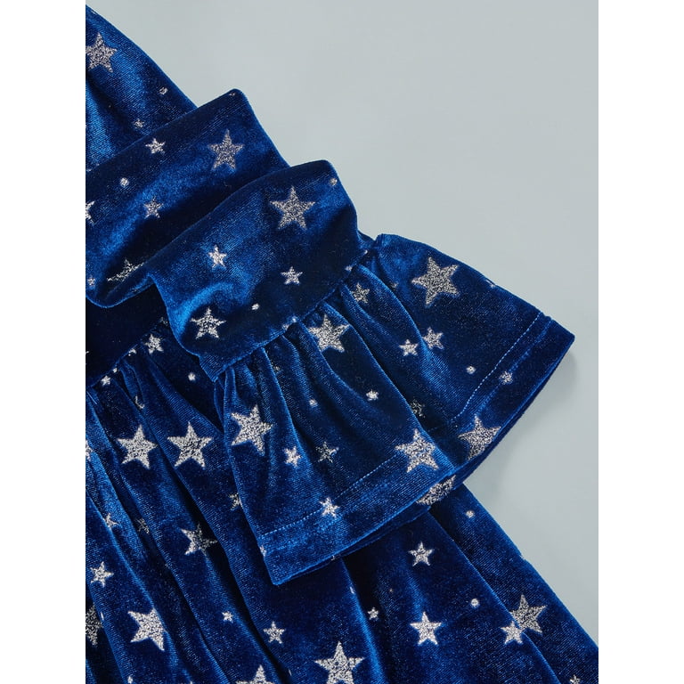 Blue velvet clearance dress with stars