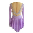 thumbnail image 2 of LIUHUO Customizable Figure Skating Dress Girls Women Long - Sleeve Purple Spandex High - Stretch with Diamond Embellishments Ideal for Competitions, 2 of 7
