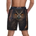 thumbnail image 2 of Lsque Mens Swim Trunks Classical Style Brown Owl Pattern - Bathing Suit Compression Liner - Beach Swim Shorts Swimwear - (S-3XL) - Stretch Quick Dry -X-Large, 2 of 9