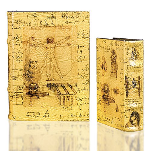 Leonardo da Vinci Boîte à Livres Décorative Style Antique Lot de 2