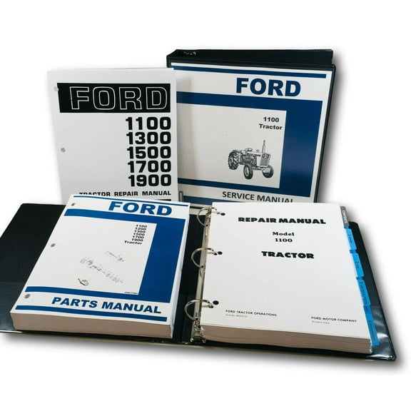 Ford 1100 Tractor Service Manual Parts Catalog Repair Overhaul Shop Book Set