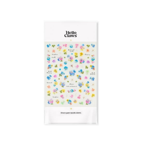 Hello Claws Mini Flower 5D Jelly Nail Deco Sticker, 1 Sheet Nail Art Sticker Pack