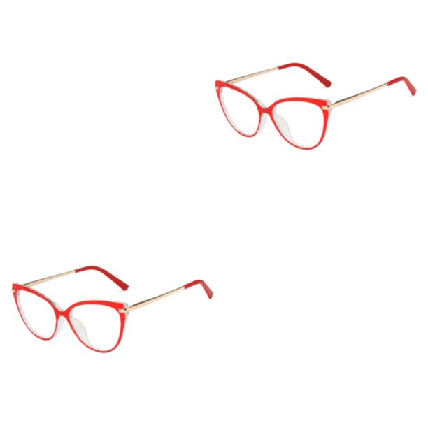 Sonducket 1 par de gafas de Metal para mujer, triangulares, universales, HD, elegantes, inastillables, decorativas, a la moda, adorno para gafas, Rojo 2piezas
